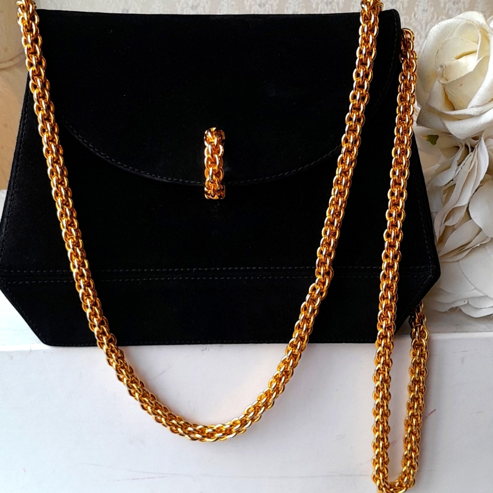 Paloma Picasso  Vintage Suede Chain Cross body Bag!